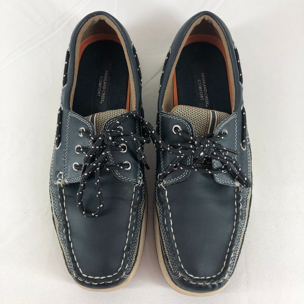 Highland Creek Blue And White Leather Boat Shoes Size 9M